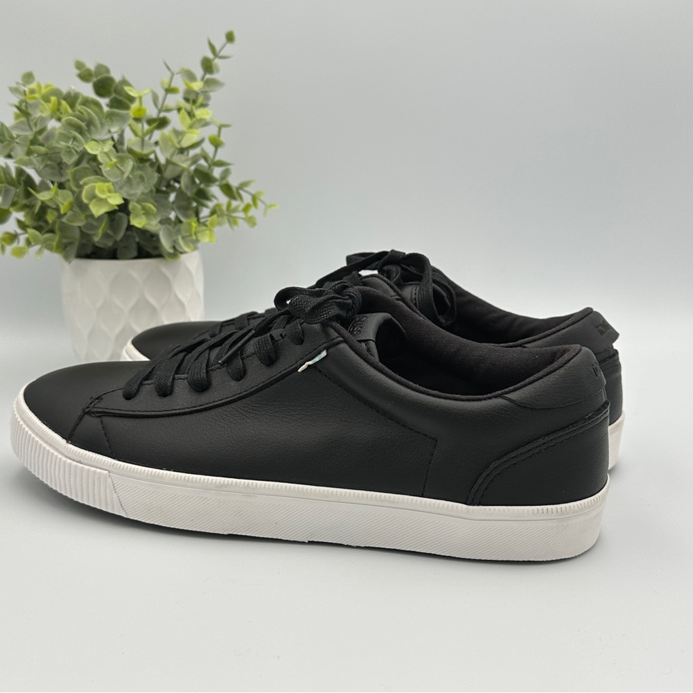 Toms Men's Carlson Black White Leather Shoes Sneakers Size 8 - Picture 3 of 11